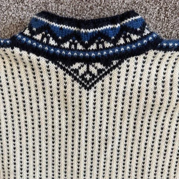 Vintage Dale of Norway Wool Sweater Norwegian Pullover Sweater Ivory Medium - Picture 10 of 16